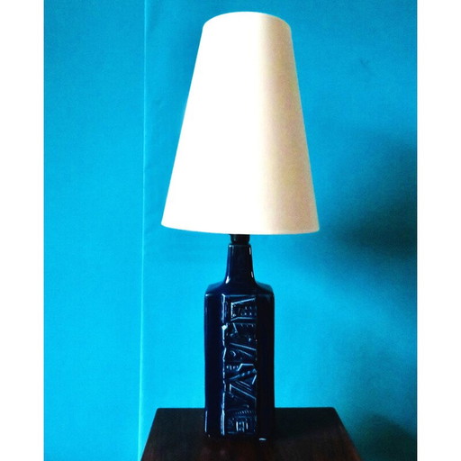 Vintage Art Nouveau stoneware table lamp with 3 handles, France 1920