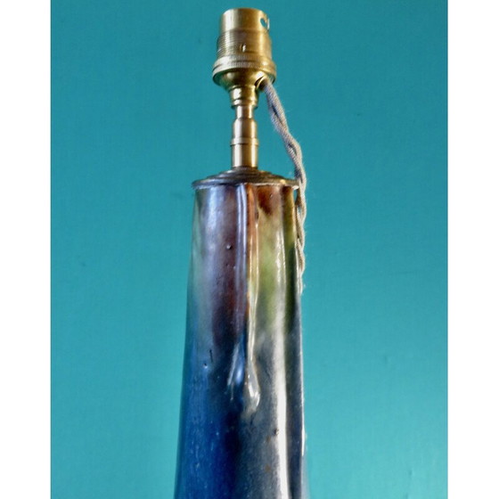 Image 1 of Vintage Art Nouveau stoneware table lamp with 3 handles, France 1920