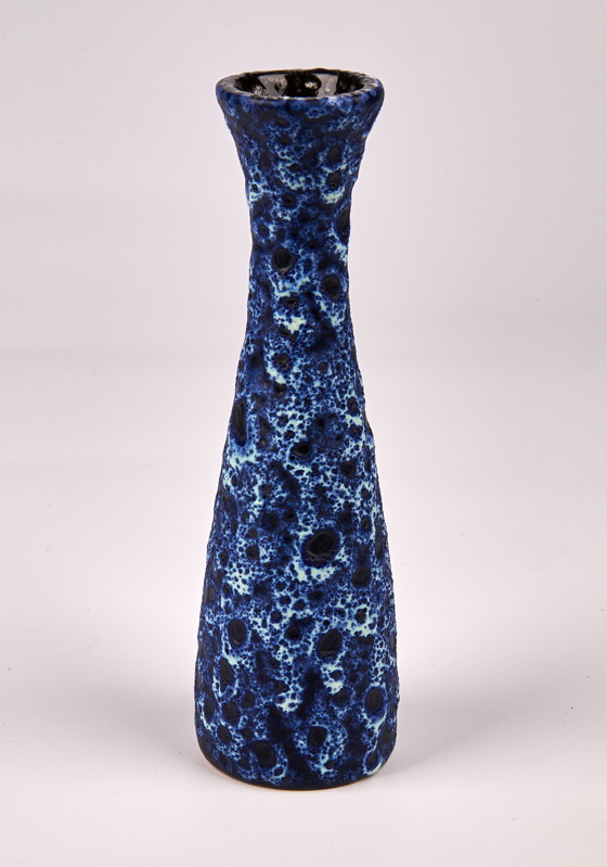 Image 1 of Blue Kreutz ceramic fat lava vase