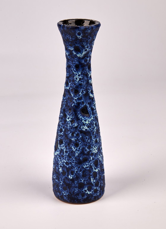 Image 1 of Blue Kreutz ceramic fat lava vase