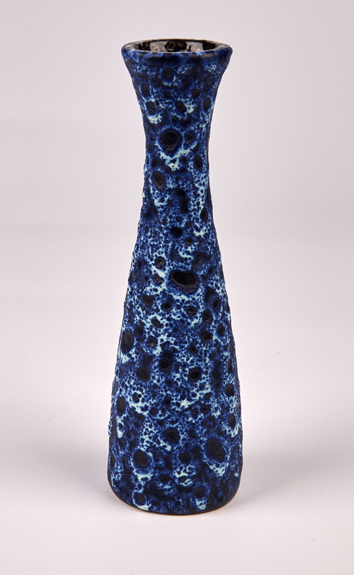 Blue Kreutz ceramic fat lava vase