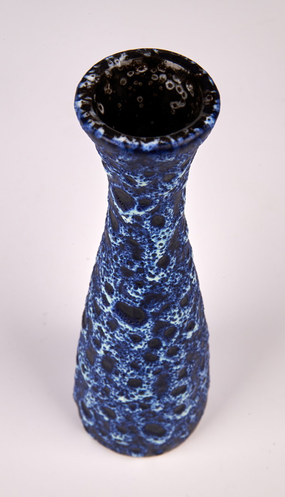 Image 1 of Blue Kreutz ceramic fat lava vase