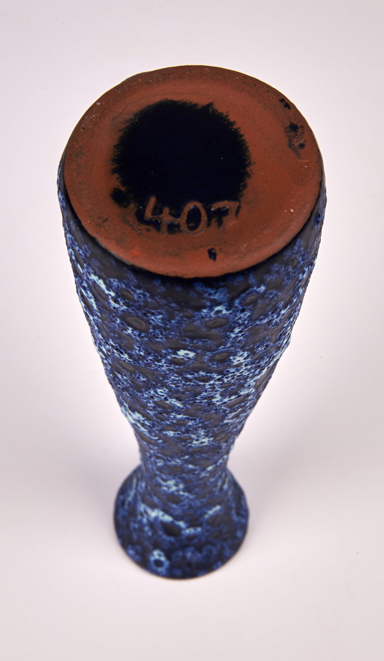 Image 1 of Blue Kreutz ceramic fat lava vase