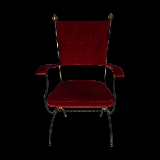 Image 1 of Italian Savonarola Chair, Red Upholstery, 1960S