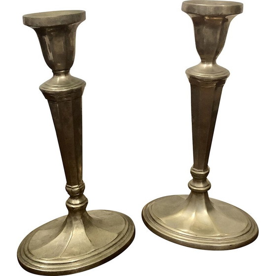 Image 1 of Pair of vintage brass candlesticks