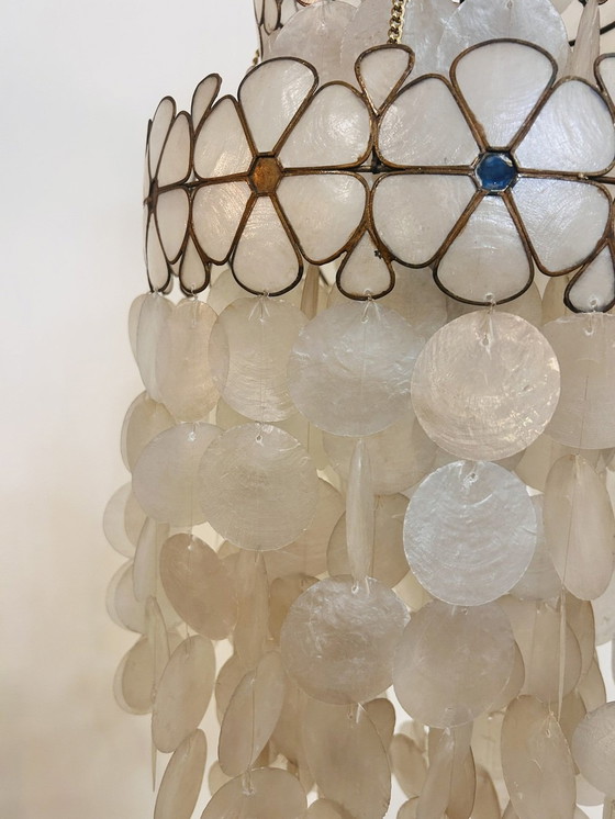 Image 1 of Vintage Mother-of-Pearl Chandelier, Floral Design, 60's