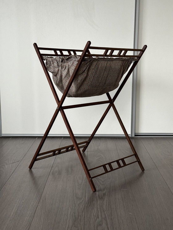 Image 1 of Cestino da cucito pieghevole vintage anni '30 in legno di teak 