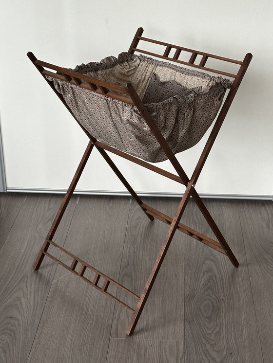 Image 1 of Cestino da cucito pieghevole vintage anni '30 in legno di teak 