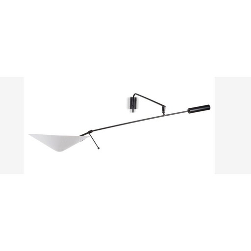 Vintage 242 P wall lamp in tubular metal and brass by Robert Mathieu, 1960