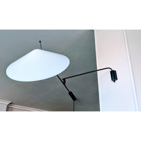 Image 1 of Vintage 242 P wall lamp in tubular metal and brass by Robert Mathieu, 1960