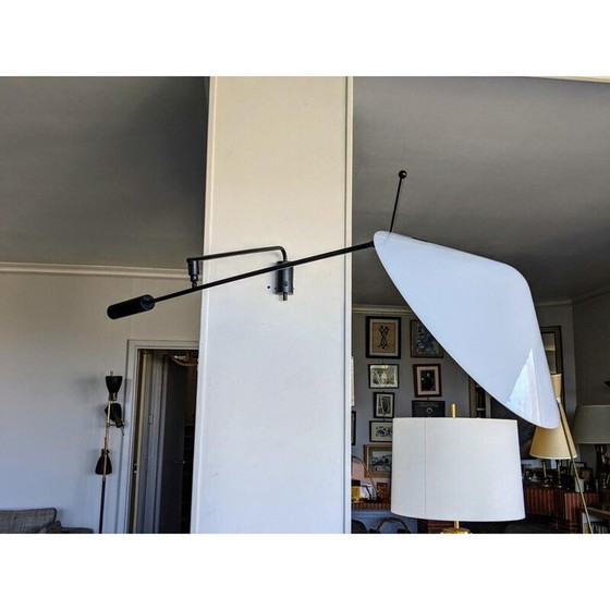 Image 1 of Vintage 242 P wall lamp in tubular metal and brass by Robert Mathieu, 1960