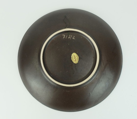 Image 1 of vintage ruscha 1960's 70's WALL PLATE fat lava bowl orange flowers