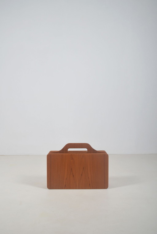 Danish Magazine Holder In Solid Teak, 1970s