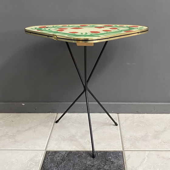 Image 1 of Glass flower table for Erdal 1950s tripod base 