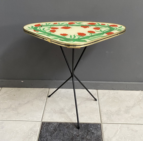 Image 1 of Glass flower table for Erdal 1950s tripod base 