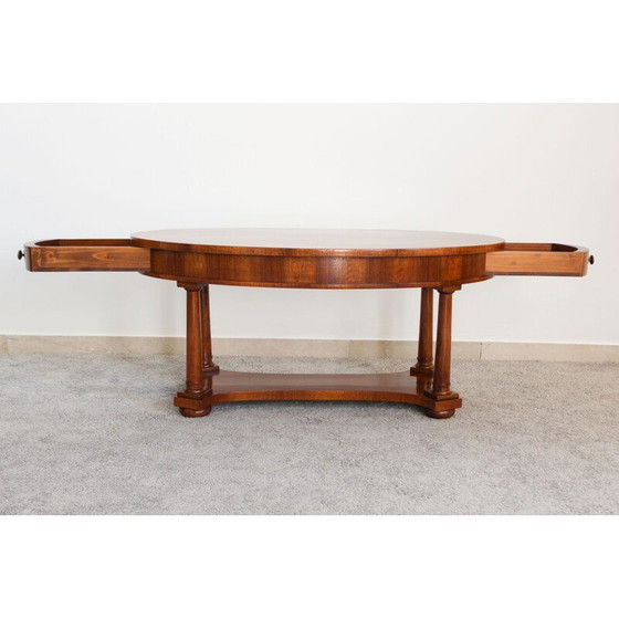 Image 1 of Vintage coffee table with 2 side drawers in walnut wood, Italy 1940