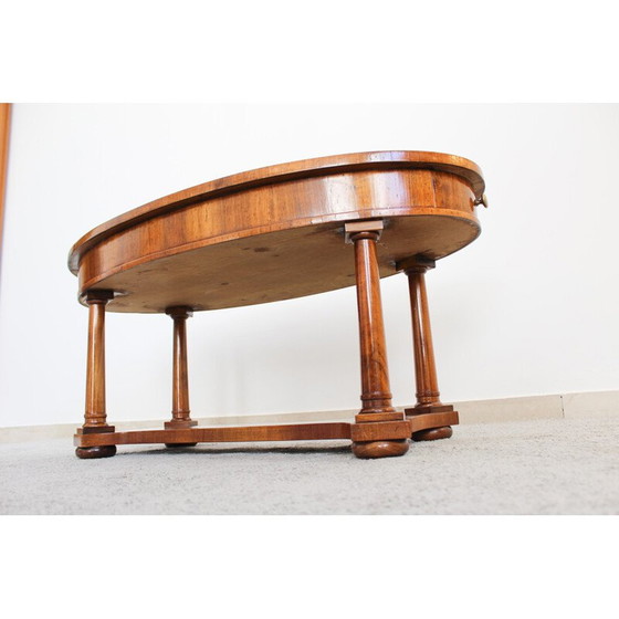 Image 1 of Vintage coffee table with 2 side drawers in walnut wood, Italy 1940