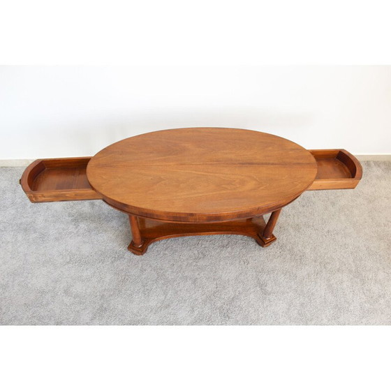 Image 1 of Vintage coffee table with 2 side drawers in walnut wood, Italy 1940