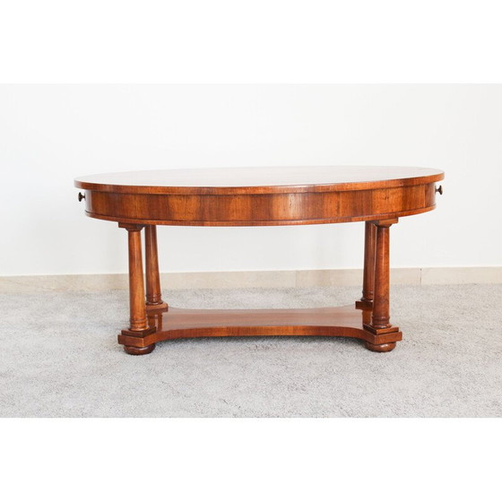 Image 1 of Vintage coffee table with 2 side drawers in walnut wood, Italy 1940