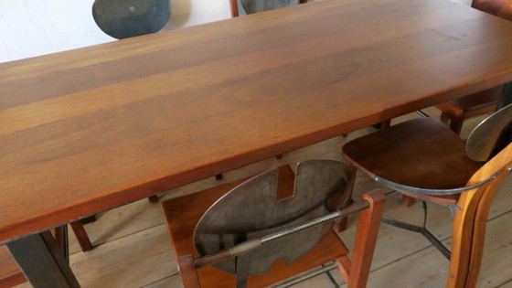 Image 1 of Brutalist Teak And Patinated Steel Dining Table And 6 Chairs, 1960S