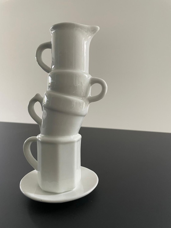 Image 1 of Vase Of Stacked Cups, White Ceramic