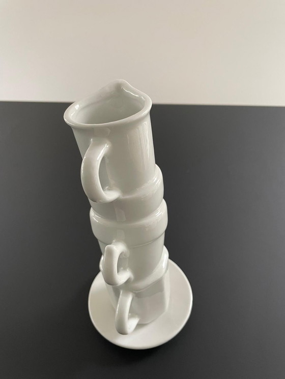 Image 1 of Vase Of Stacked Cups, White Ceramic