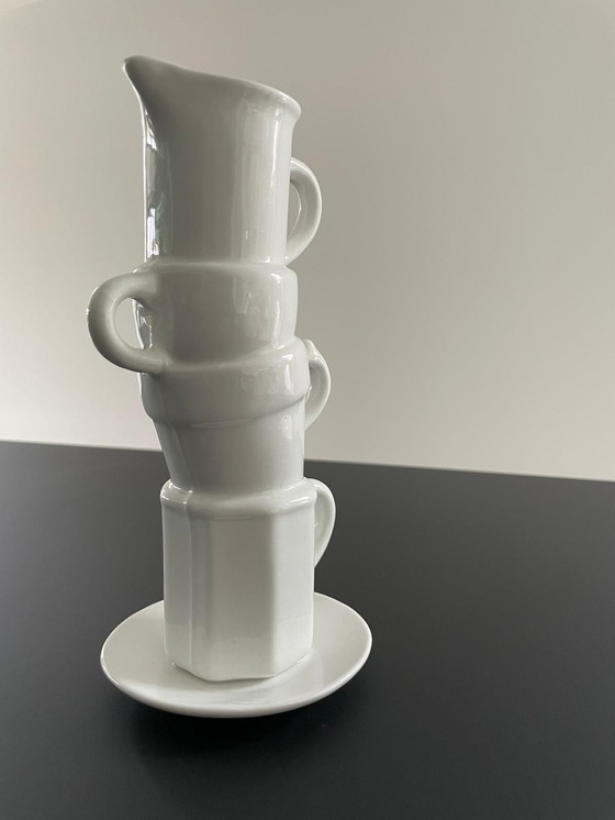 Image 1 of Vase Of Stacked Cups, White Ceramic