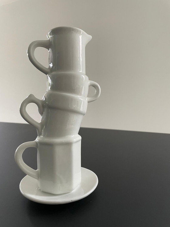 Image 1 of Vase Of Stacked Cups, White Ceramic