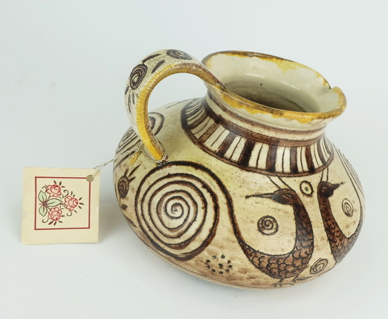 Image 1 of Italian Mid Century Ceramic Vase Jug Signed Vitali Handmade 1970S