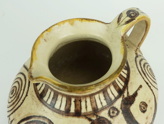 Image 1 of Italian Mid Century Ceramic Vase Jug Signed Vitali Handmade 1970S