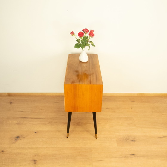 Image 1 of small chest of drawers with vertical decorative stripes, 1960s