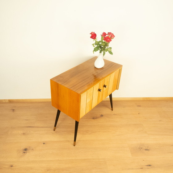 Image 1 of small chest of drawers with vertical decorative stripes, 1960s