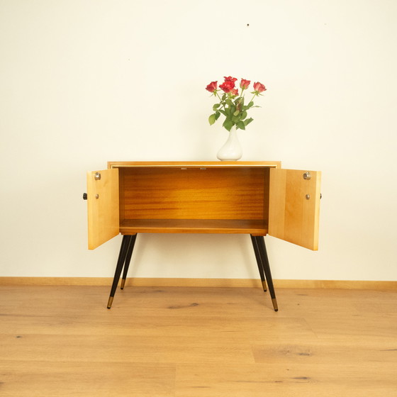 Image 1 of small chest of drawers with vertical decorative stripes, 1960s