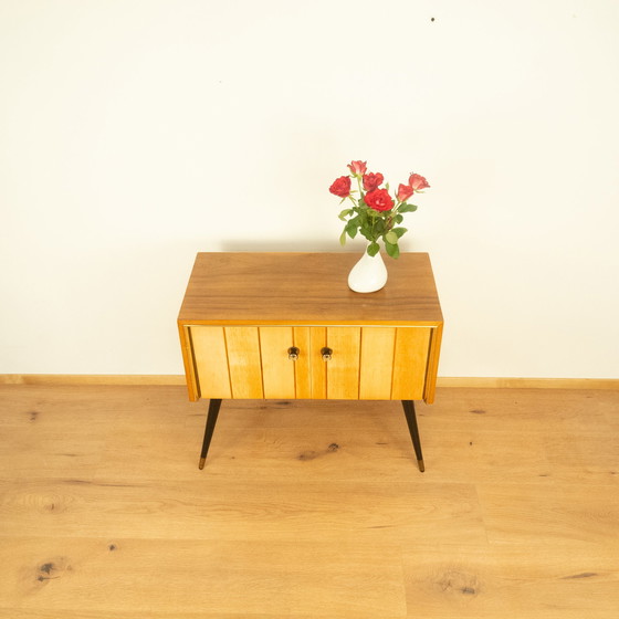 Image 1 of small chest of drawers with vertical decorative stripes, 1960s