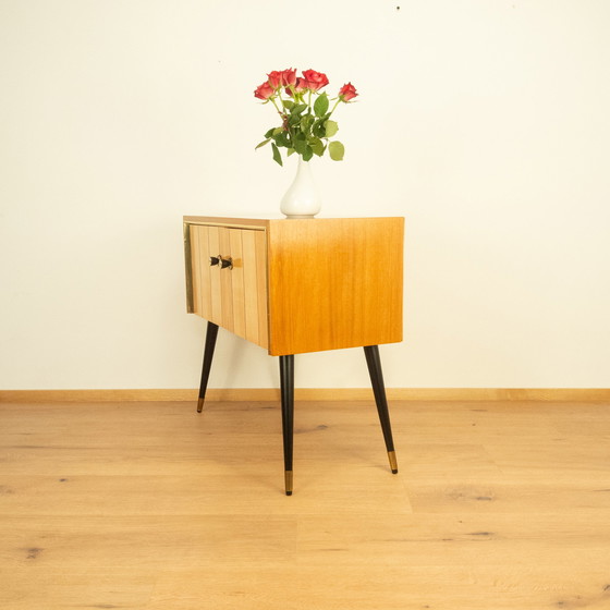 Image 1 of small chest of drawers with vertical decorative stripes, 1960s