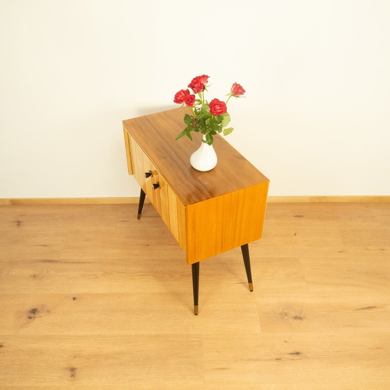 Image 1 of small chest of drawers with vertical decorative stripes, 1960s