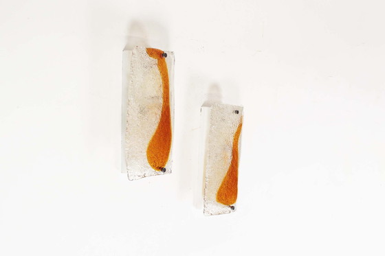 Image 1 of 2x 1970's Italian glass sconces