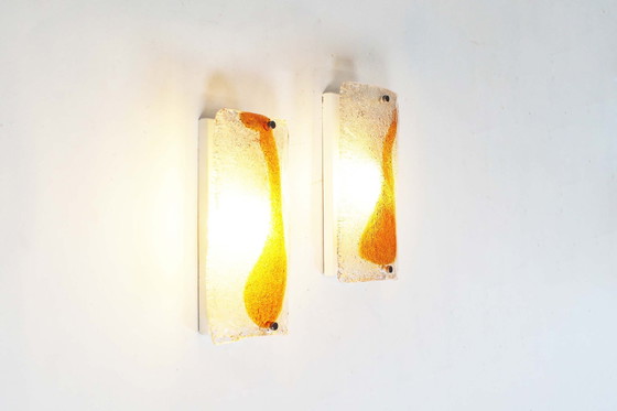 Image 1 of 2x 1970's Italian glass sconces