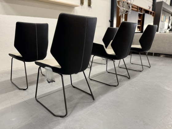 Image 1 of 6 nuevas sillas de comedor Leolux Mime de cuero negro Chuchubi