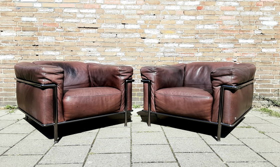 Image 1 of 2x Fauteuils Natuzzi Marron / Rouge