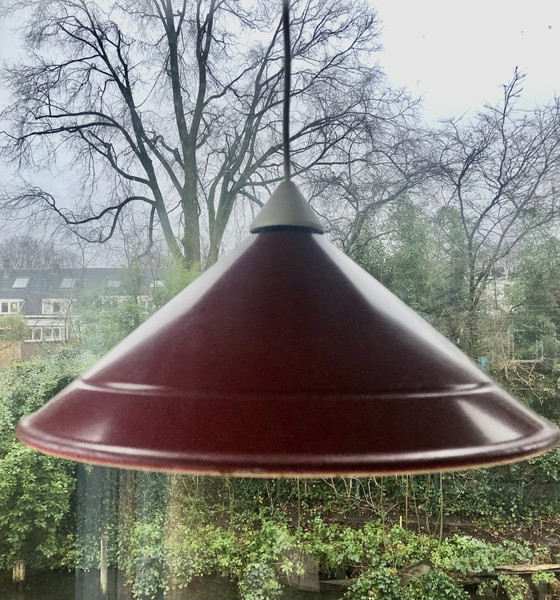 Image 1 of Conical Metal Pendant Lamp Bordeaux Red