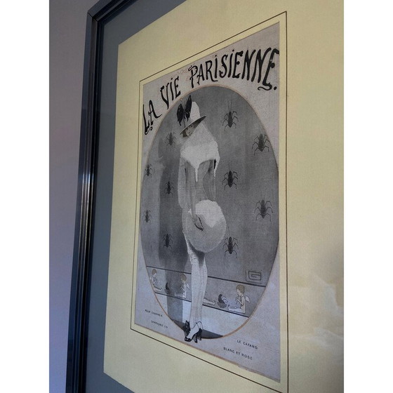 Image 1 of Vintage painting "Parisian life to charm the cockroach" with aluminum frame, 1913