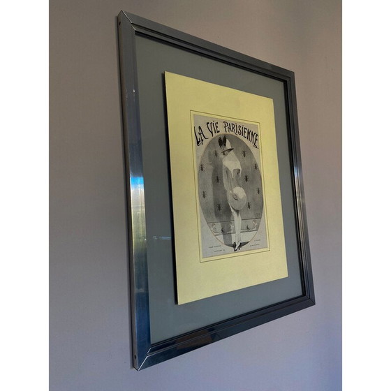 Image 1 of Vintage painting "Parisian life to charm the cockroach" with aluminum frame, 1913