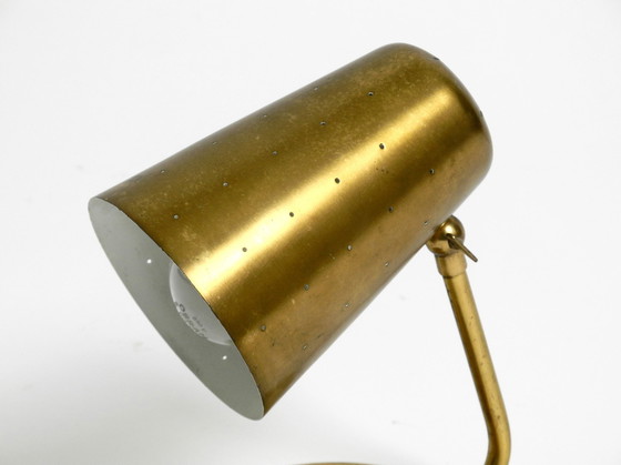 Image 1 of Beautiful, Rare, Large, Mid Century Modern Brass Table Lamp With A Switch In The Base