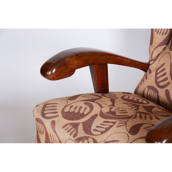 Image 1 of Poltrona Art Déco marrone vintage, anni '30