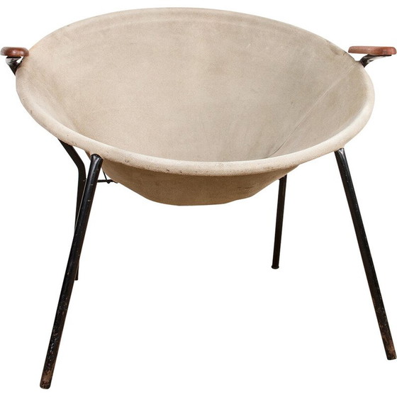 Image 1 of Poltrona vintage danese in pelle, acciaio e teak modello Balloon di Hans Olsen, 1960