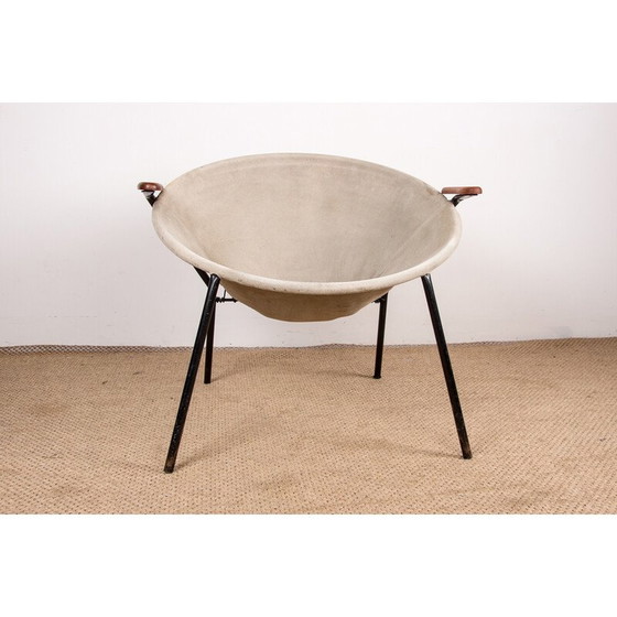 Image 1 of Poltrona vintage danese in pelle, acciaio e teak modello Balloon di Hans Olsen, 1960