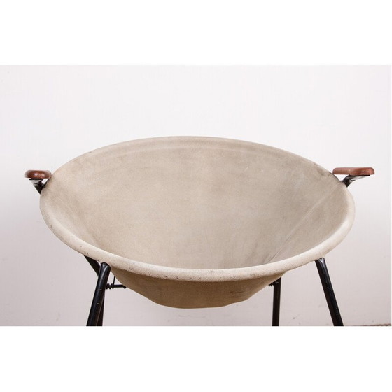 Image 1 of Poltrona vintage danese in pelle, acciaio e teak modello Balloon di Hans Olsen, 1960