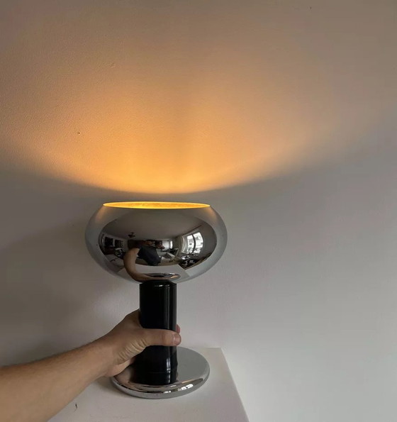 Image 1 of Lampada da tavolo vintage, metallo cromato e laccato nero, Italia anni '60