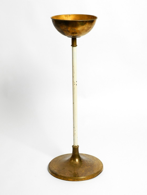 Image 1 of large heavy mid century modern brass holy water stand by Vereinigte Werkstätten